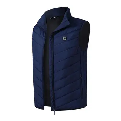 (Blue, 4XL) Electric Heated Vest Waistcoat Cloth Jacket USB Thermal Warm Winter Body Warmer