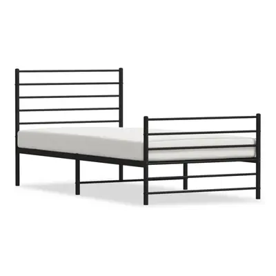 (black, x cm/with headboard & footboard) vidaXL Metal Bed Frame with Headboard Bed Base Mattress