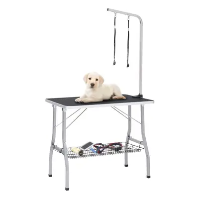 Adjustable Dog Grooming Table with Loops and Basket