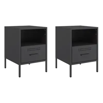 vidaXL Bedside Cabinets Bed Cabinet Nightstand pcs Black Cold-rolled Steel