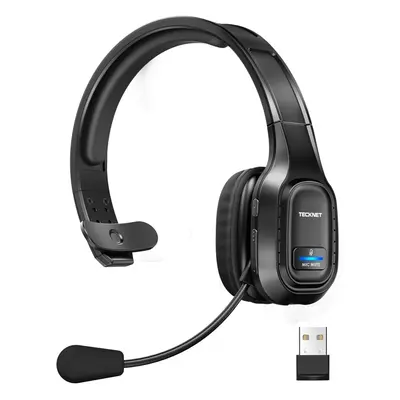 TECKNET Wireless Headset, Bluetooth Headset With Microphone Noise Canceling & USB Dongle, On Ear