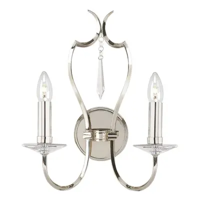 Twin Wall Light Sconce Highly Polished Nickel Finish LED E14 60W Bulb d02070