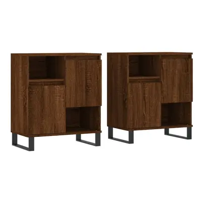 (brown oak) vidaXL Sideboards Side Cabinet Storage Cabinet pcs Black Engineered Wood