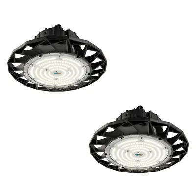 2 PACK High Bay IP65 Pendant Light - 150W Daylight White LED - Matt Black