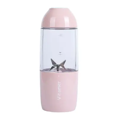 (Pink) 380ML USB Rechargeable Juicer Bottle Cup Vegetables Fruit Milkshake Smoothie Squeezer Rea