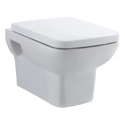 Alba Square Wall Hung Ceramic Toilet Pan & Soft Close & Seat, 400mm - Balterley