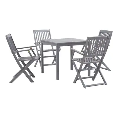 vidaXL Piece Solid Acacia Wood Garden Dining Set Grey Outdoor Table Chair