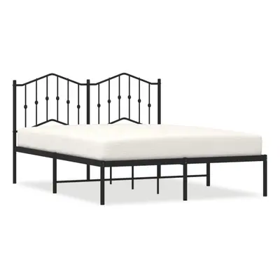 (black, x cm/with headboard) vidaXL Metal Bed Frame Home Bedroom Bed Base Mattress Foundation Be