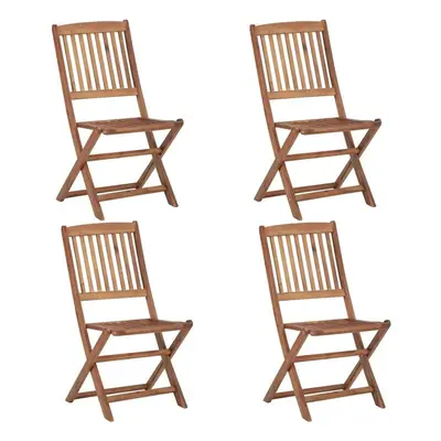 vidaXL 4x Solid Acacia Wood Folding Outdoor Chairs Garden Backyard Foldable