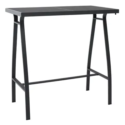 Garden Bar Table Black 110x60x110 cm Tempered Glass