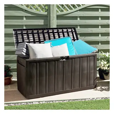 vidaXL Cushion Box Brown L Garden Container Storage Chest Bench Cabinet