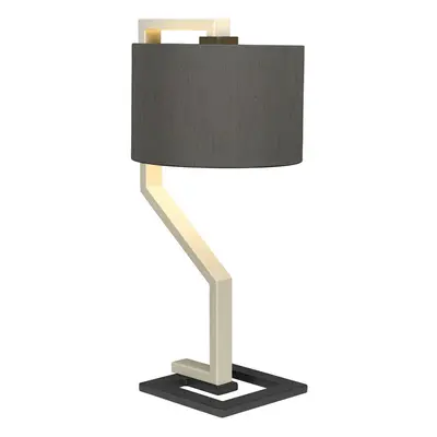 Table Lamp Whale Shade Cream And Dark Grey Painted Metal Base LED E27 60W Bulb