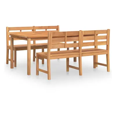 (180 cm table length, 2x bench + table) vidaXL Solid Wood Teak Garden Dining Set Dining Table Ch