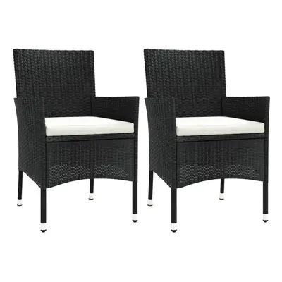 vidaXL Garden Chairs Outdoor Armchair with Cushions pcs Black Poly Rattan