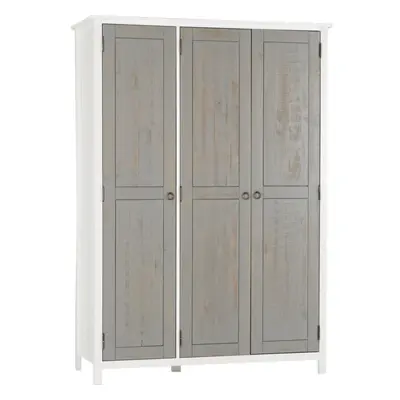 Vermont Door Wardrobe in White and Grey Hanging Rail Shelved Storage