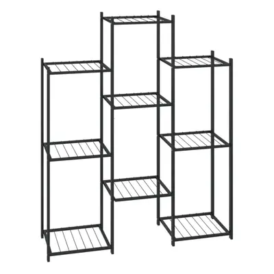 vidaXL Flower Stand 83x25x100 cm Black Iron Plant Rack Corner Plant Shelf