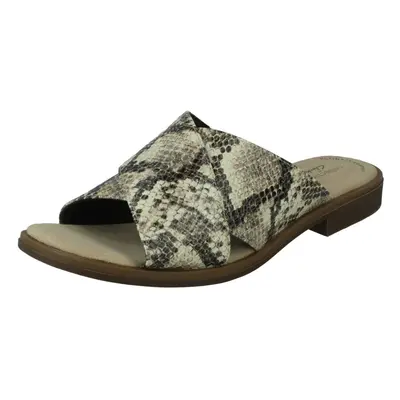 (Taupe, UK 8) Ladies Clarks Slip On Summer Sandals Declan Ivy - D Fit