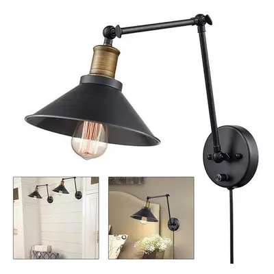 (1pcs) 1PCS/2PCS 60W 110V US Plug Industrial Black Sconce Adjustable Swing Arm Angle Vintage Wal