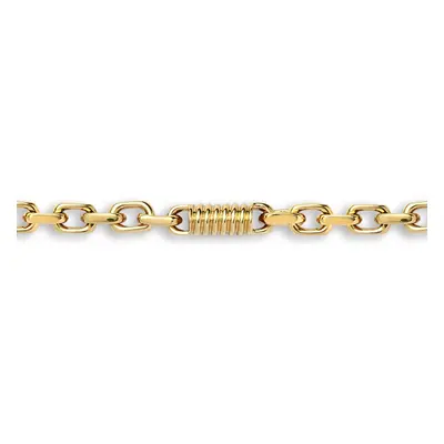 Jewelco London Ladies Solid 9ct Yellow Gold Spindle Screw Thread Oval 5.5mm Gauge Belcher Bracel