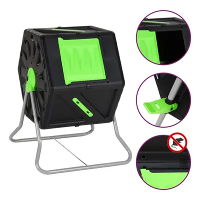 (105 L) vidaXL Tumbling Composter Dual Chamber Polypropylene Garden Composter Bin