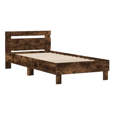 (smoked oak, x cm) vidaXL Bed Frame with Headboard Bed Base Mattress Foundation Engineered Wood