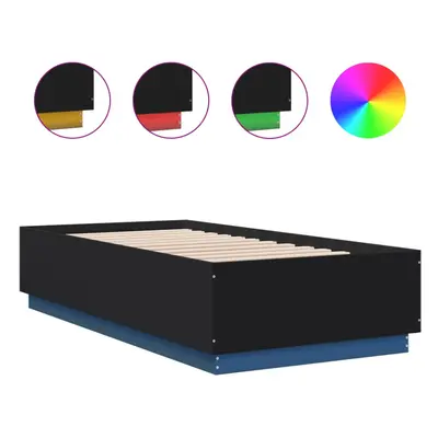 (black, x cm) vidaXL Bed Frame with LED Lights Bed Base Mattress Foundation Engineered Wood