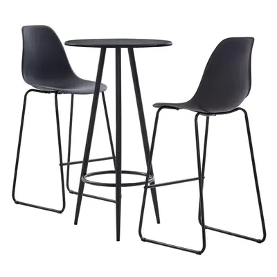 vidaXL Piece Bar Set with Black Tabletop Plastic Black Pub Table and Chairs