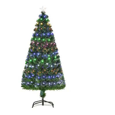 HOMCOM 5FT Pre-Lit Artificial Christmas Tree w/170 Lights Star Topper Metal Base