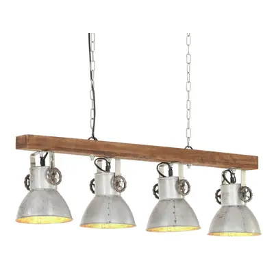 vidaXL Mango Wood Industrial Ceiling Lamp Silver E27 Home Decor Pendant Light