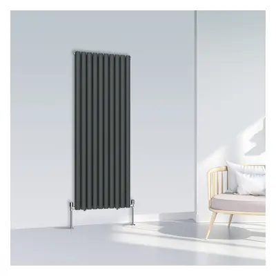 (1600x590mm Double, Anthracite) NRG Oval Column Designer Radiator Horizontal Vertical Central He