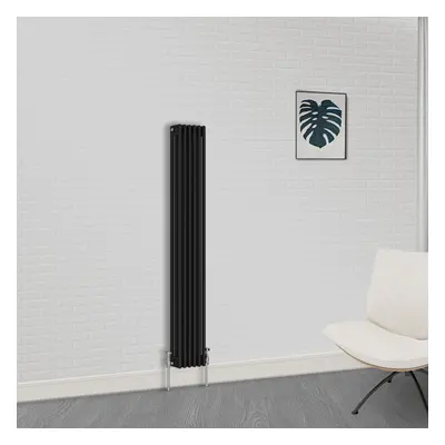 (1800 x 290mm-3 Column) NRG Traditional Black Horizontal Vertical Bathroom Cast Iron Radiator