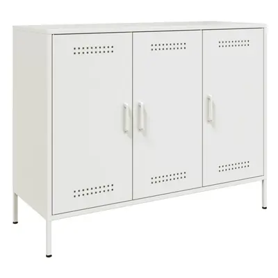 vidaXL Sideboard Storage Organiser Cupboard Side Cabinet Highboard White Steel