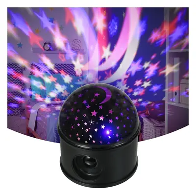 (Black starry) LEDs Ball Light Projector Light BT Music Speaker Player Rotation Projector for Be