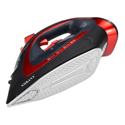 (Red) 2400W Rechargable Cordless Spray Steam Iron Clothes Steamer Anti-drip Flat Hang ironing