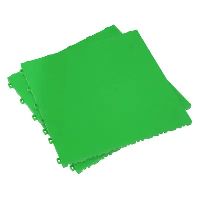 9 PACK Heavy Duty Floor Tile - PP Plastic - x 400mm - Green Treadplate