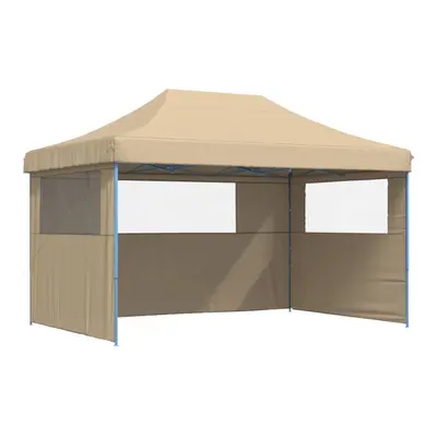 (beige, with sidewalls) vidaXL Foldable Tent Pop-up Outdoor Party Tent Garden Gazebo Canopy Shel