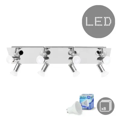 Large Modern Rectangular Polished Chrome Plate Way Adjustable Ceiling Spotlight - with x 5W Cool