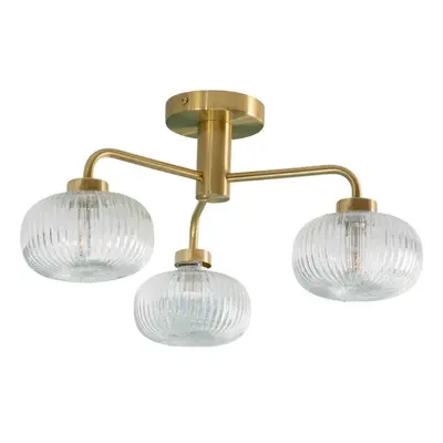 (Yes) Amaia Gold IP44 Way Bathroom Clear Ribbed Glass Ceiling Light