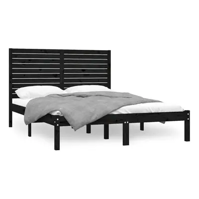 (black, x cm) vidaXL Bed Frame Bed Base Bedstead Bedroom Mattress Foundation Solid Wood