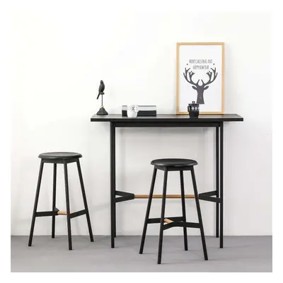 Home Source Harvey Bar Table and Stool Dining Set - Black