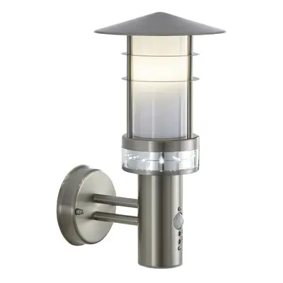 IP44 Outdoor LED Light Brushed Steel PIR Wall Lantern Security Outdoor Overhang