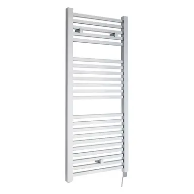 Electric Vertical Square Towel Rail with Rails - 1110mm x 500mm - Watt - Chrome