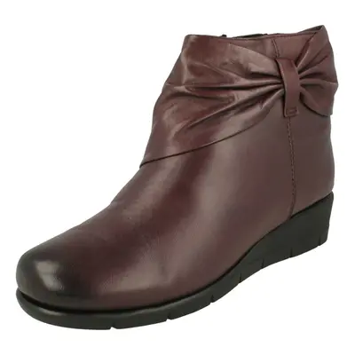 (Burgundy, UK 6) Ladies Padders Bow Detailed Ankle Boots Cedar