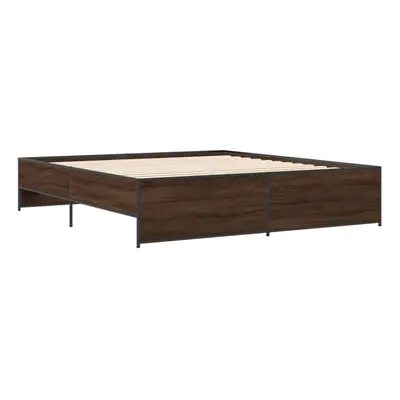 (brown oak, x cm) vidaXL Bed Frame Bed Base Bedstead Black 120x200 cm Engineered Wood and Metal