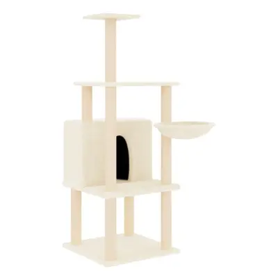 (cream) vidaXL Cat Tree with Sisal Scratching Posts Cat Scratch Tower Climber Dark Grey