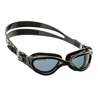 Flash - Adult Premium Swimming Goggles - 100% Anti UV, Black Grey/Smoked Lens