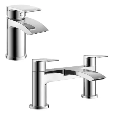 Libra Waterfall Basin Mono Tap & Bath Filler Mixer Tap Chrome