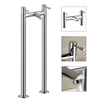 Blossom Modern Floor Mounted Freestanding Chrome Bath Filler Tap