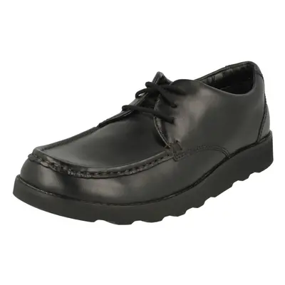 (UK Child, Black) Boys Clarks Lace Up Formal Shoes Crown Tate - G Fit