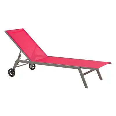 Sun Lounger Metal Red LEVANZO